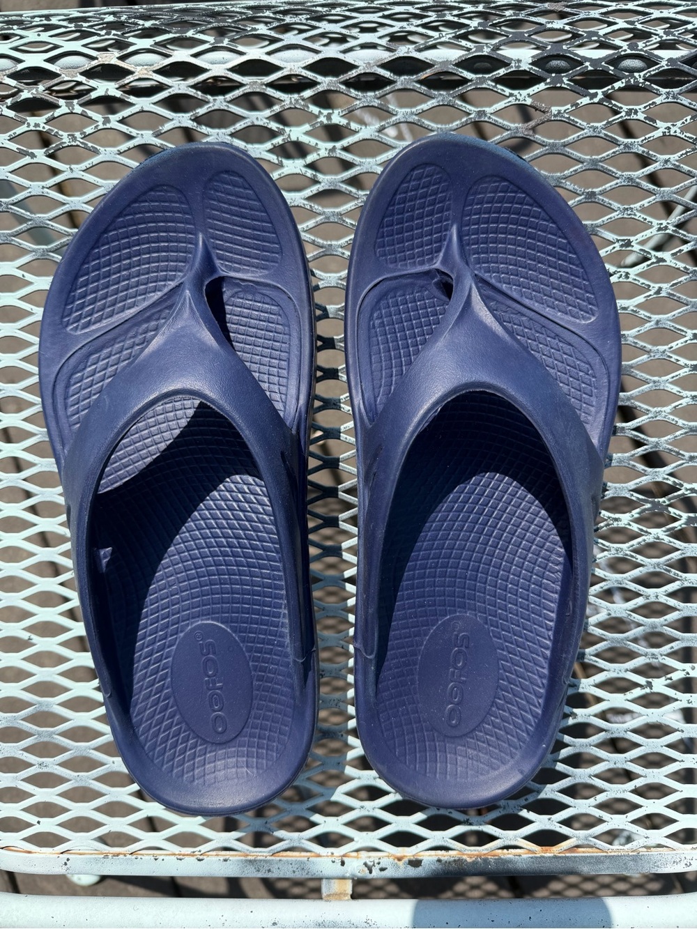 OOFOS Navy Blue Thong Sandals